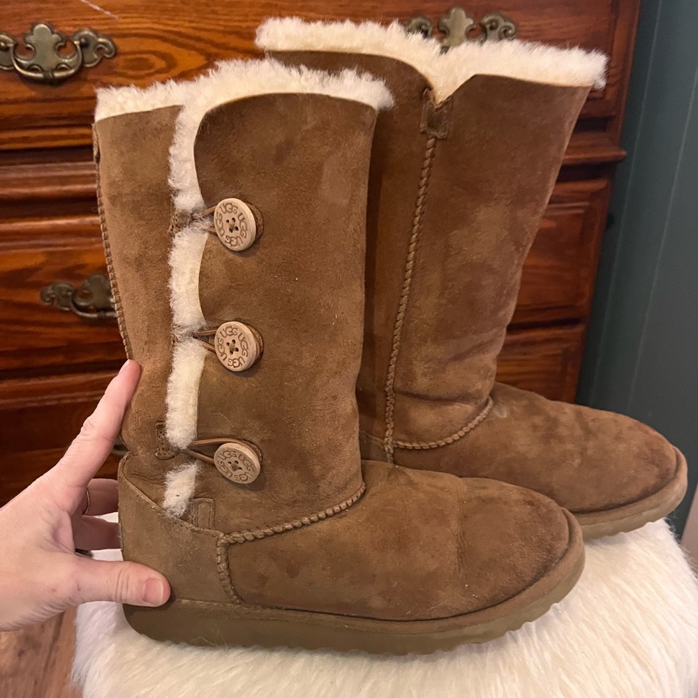 UGG Brown Winter Rain Boots with Suede Finish